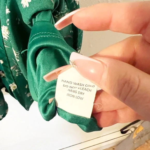 Jessica Simpson green floral smocked lined summer mini dress - Picture 9 of 11